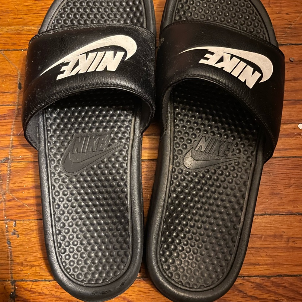 Nike Black and White Slide Sandals